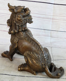 Folk Chinese Bronze Evil Talisman Guardian Door Lion Fu Foo Dog