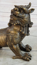 Folk Chinese Bronze Evil Talisman Guardian Door Lion Fu Foo Dog