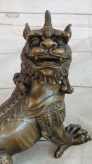 Folk Chinese Bronze Evil Talisman Guardian Door Lion Fu Foo Dog