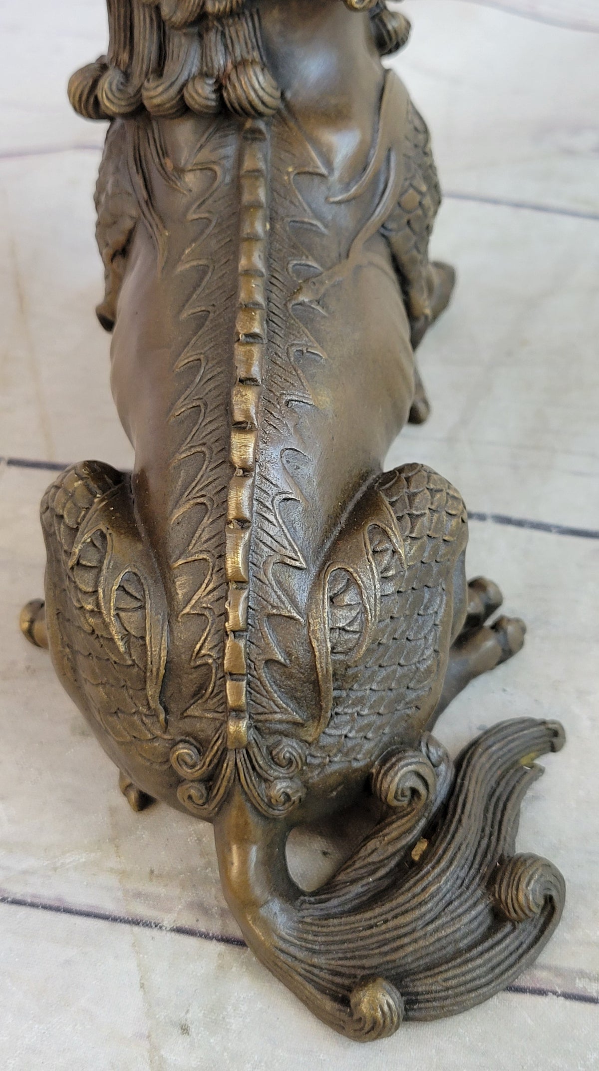 Folk Chinese Bronze Evil Talisman Guardian Door Lion Fu Foo Dog