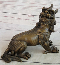 Folk Chinese Bronze Evil Talisman Guardian Door Lion Fu Foo Dog
