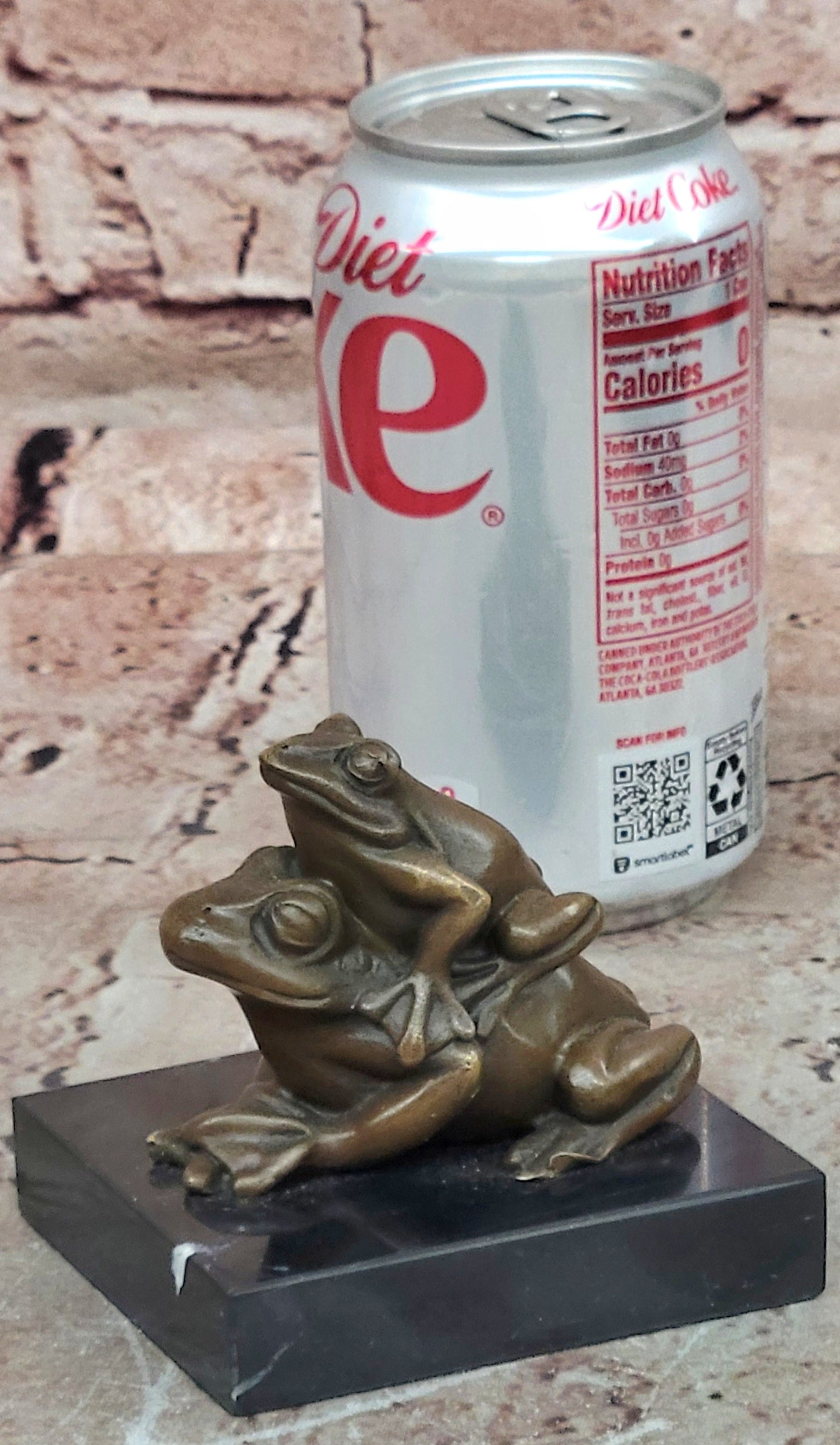 Signed Mother Frog with Young Baby Genuine Bronze Sculpture Toad Statue