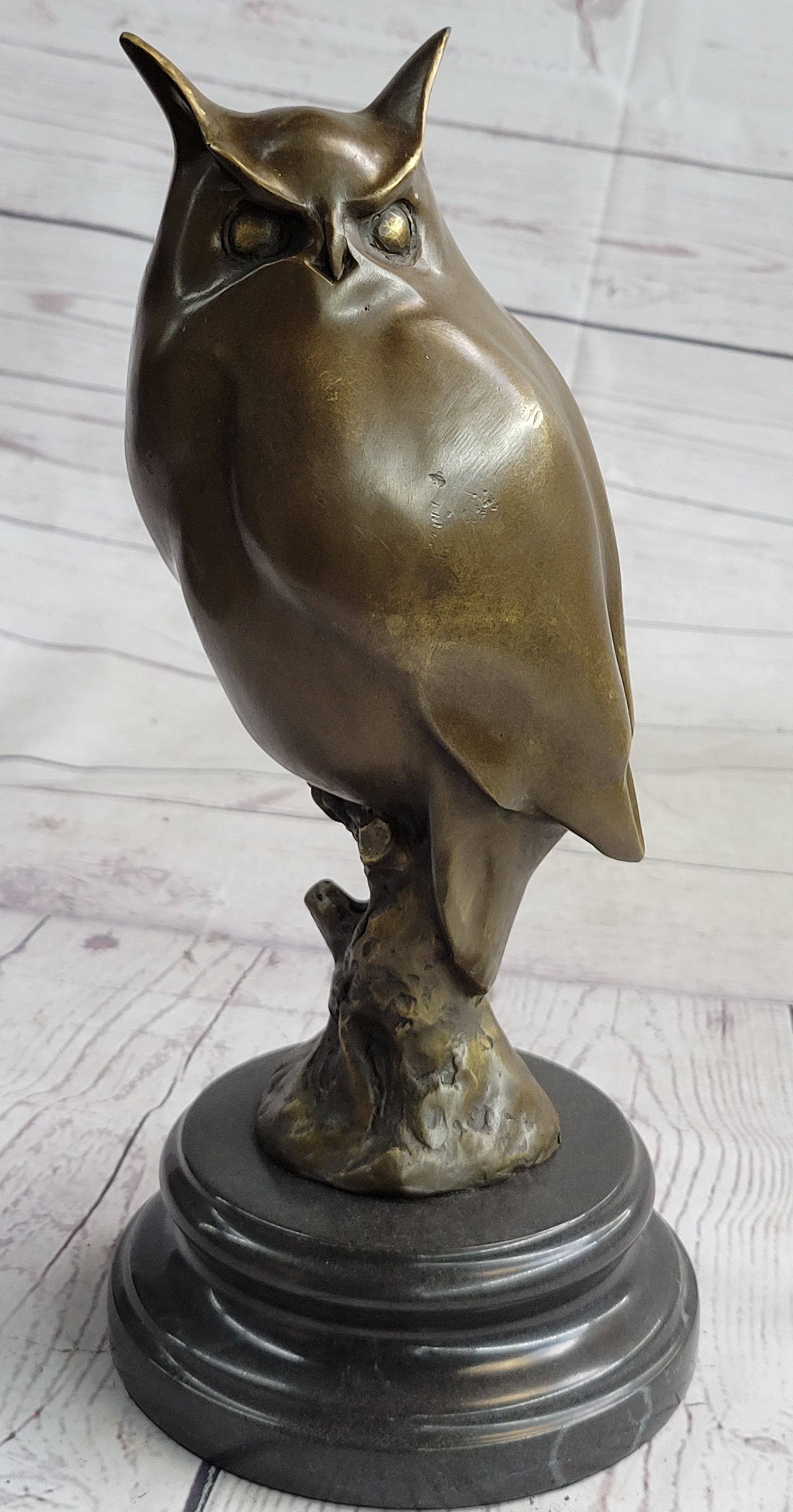 Milo Abstract Modern Art Owl Bird Bronze Sculpture 12" x 5.5"