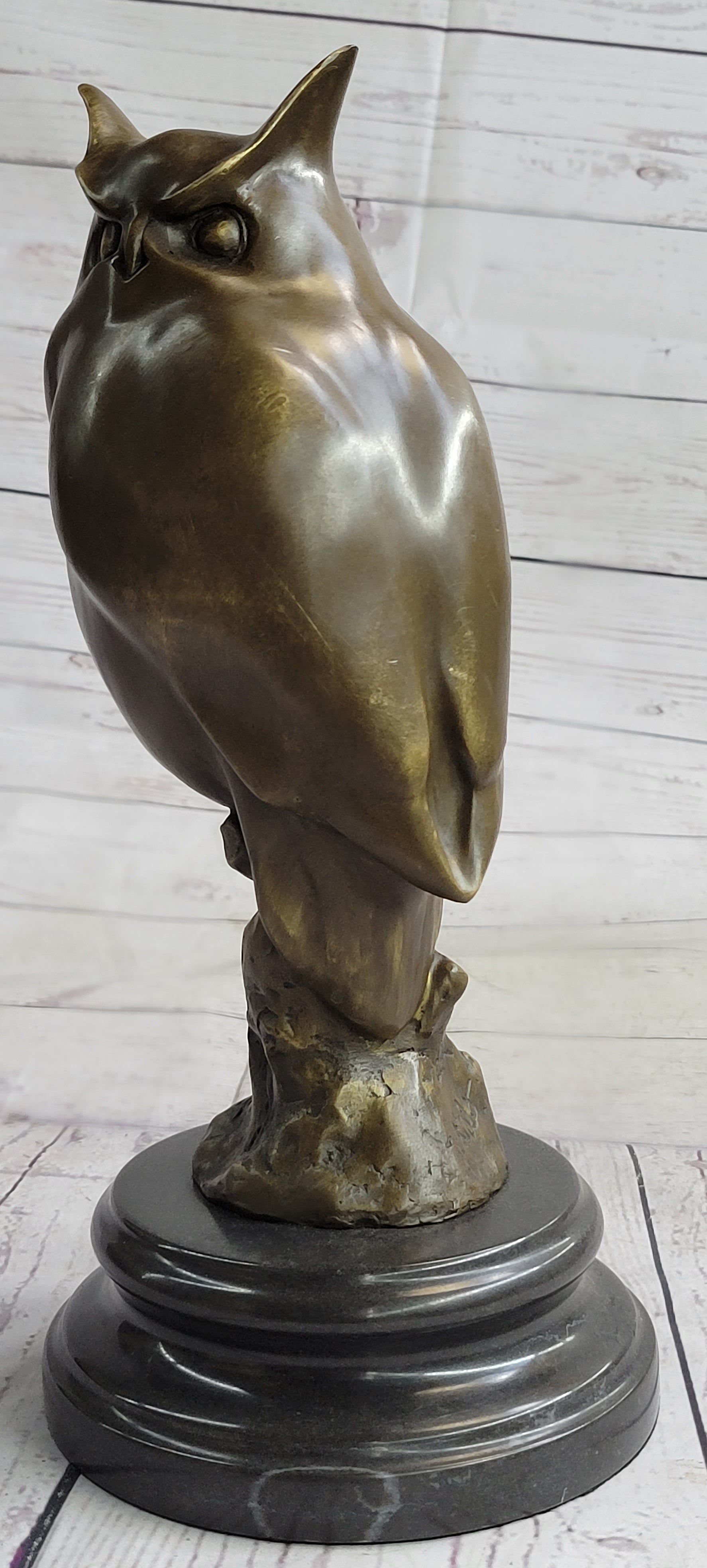 Milo Abstract Modern Art Owl Bird Bronze Sculpture 12" x 5.5"