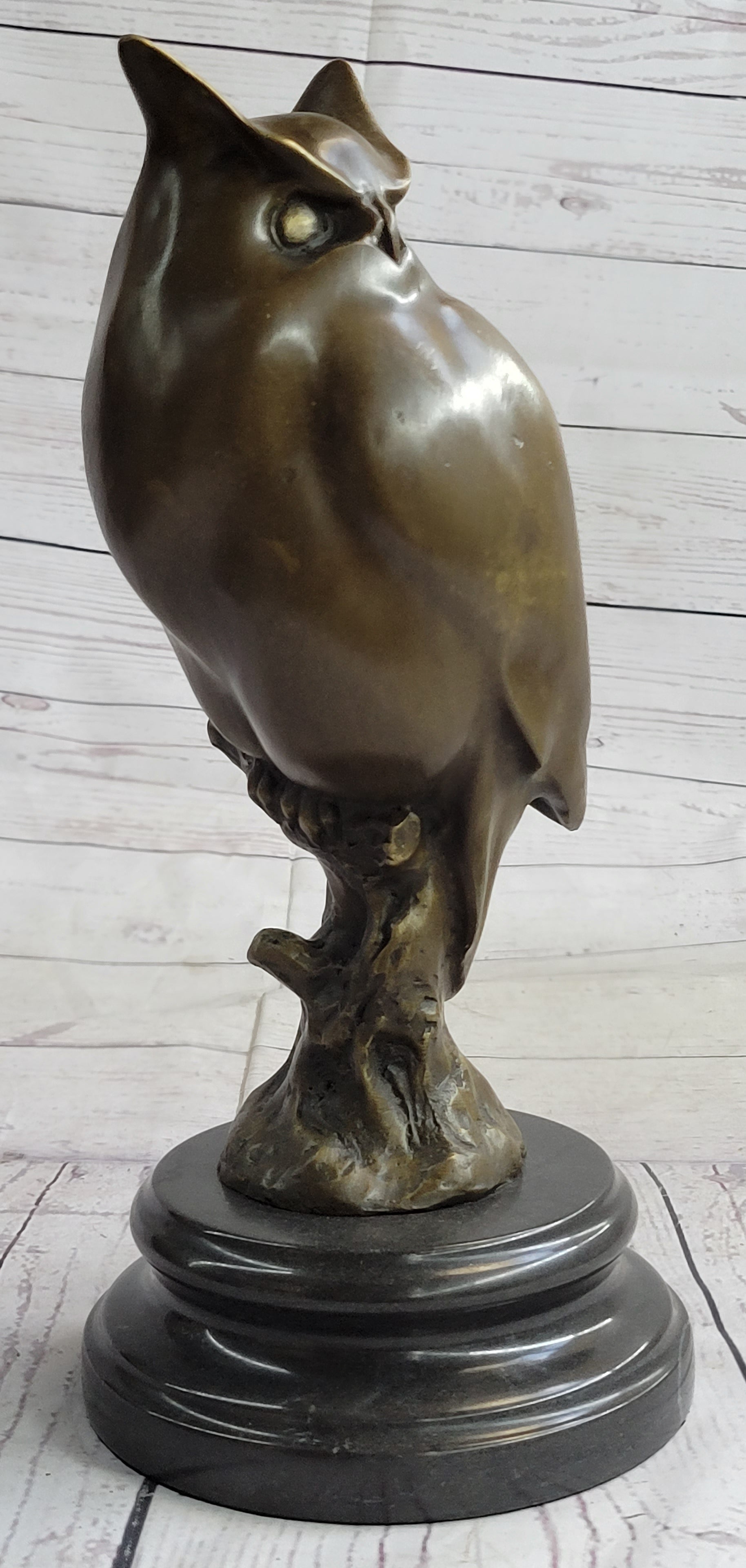 Milo Abstract Modern Art Owl Bird Bronze Sculpture 12" x 5.5"