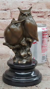 Signed Original Milo Two Owls Bronze Sculptures Sign of Wisdom Figurine