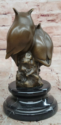 Signed Original Milo Two Owls Bronze Sculptures Sign of Wisdom Figurine