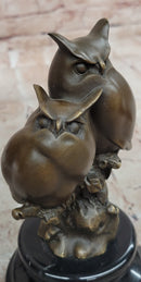 Signed Original Milo Two Owls Bronze Sculptures Sign of Wisdom Figurine