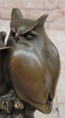 Signed Original Milo Two Owls Bronze Sculptures Sign of Wisdom Figurine