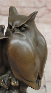Signed Original Milo Two Owls Bronze Sculptures Sign of Wisdom Figurine