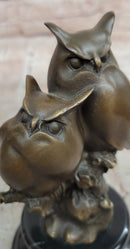 Signed Original Milo Two Owls Bronze Sculptures Sign of Wisdom Figurine