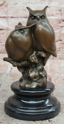 Signed Original Milo Two Owls Bronze Sculptures Sign of Wisdom Figurine