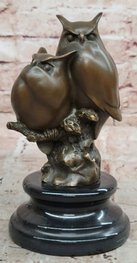 Signed Original Milo Two Owls Bronze Sculptures Sign of Wisdom Figurine