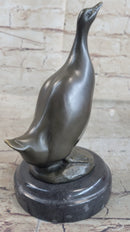 Duck Bird Water Fowl Bronze Sculpture on Marble Base