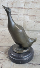Duck Bird Water Fowl Bronze Sculpture on Marble Base
