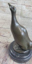 Duck Bird Water Fowl Bronze Sculpture on Marble Base