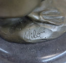 Duck Bird Water Fowl Bronze Sculpture on Marble Base