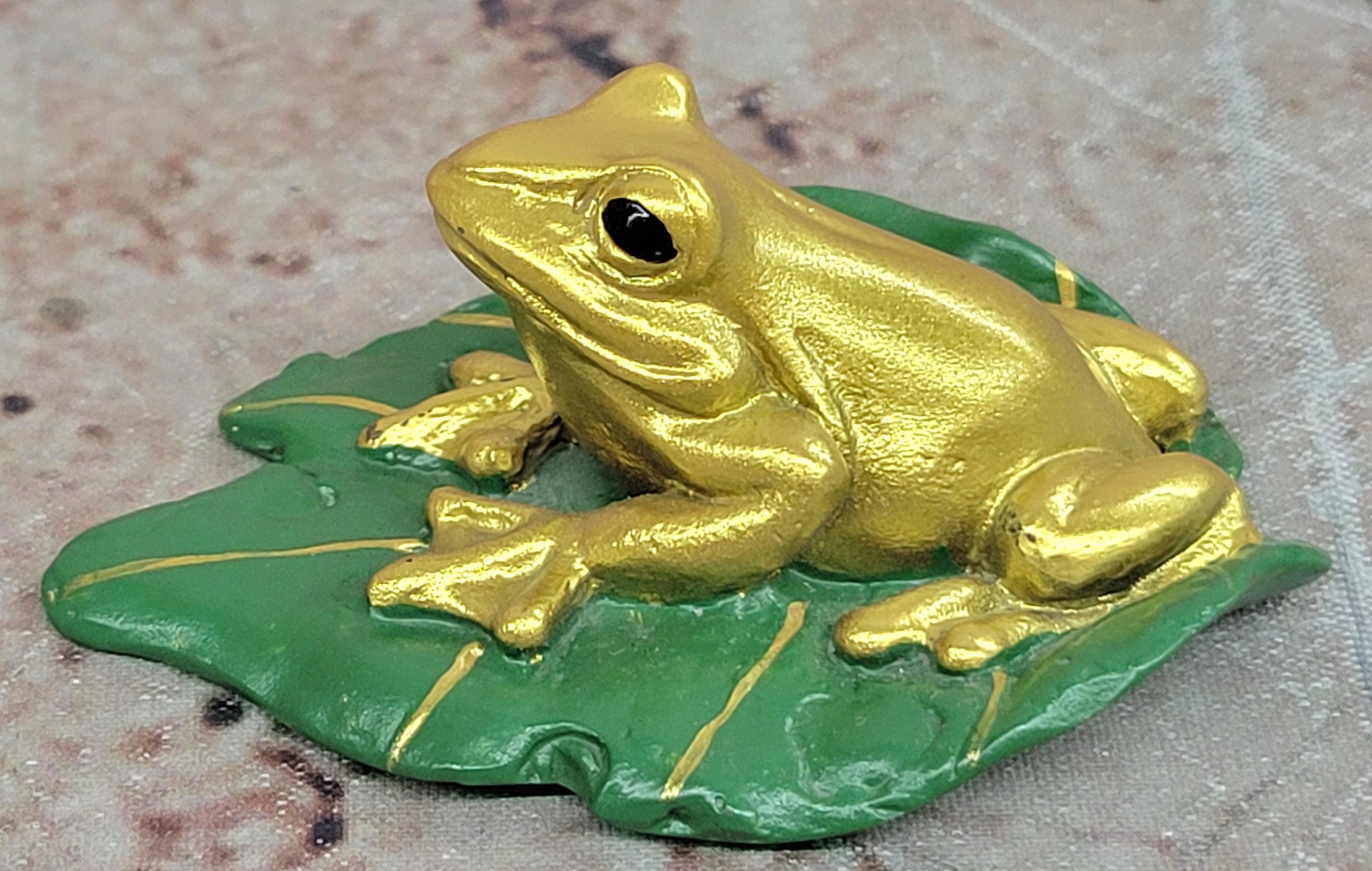 Hand Made Original Milo Vienna Bronze Sculpture Frog Toad on a Lilly Statue