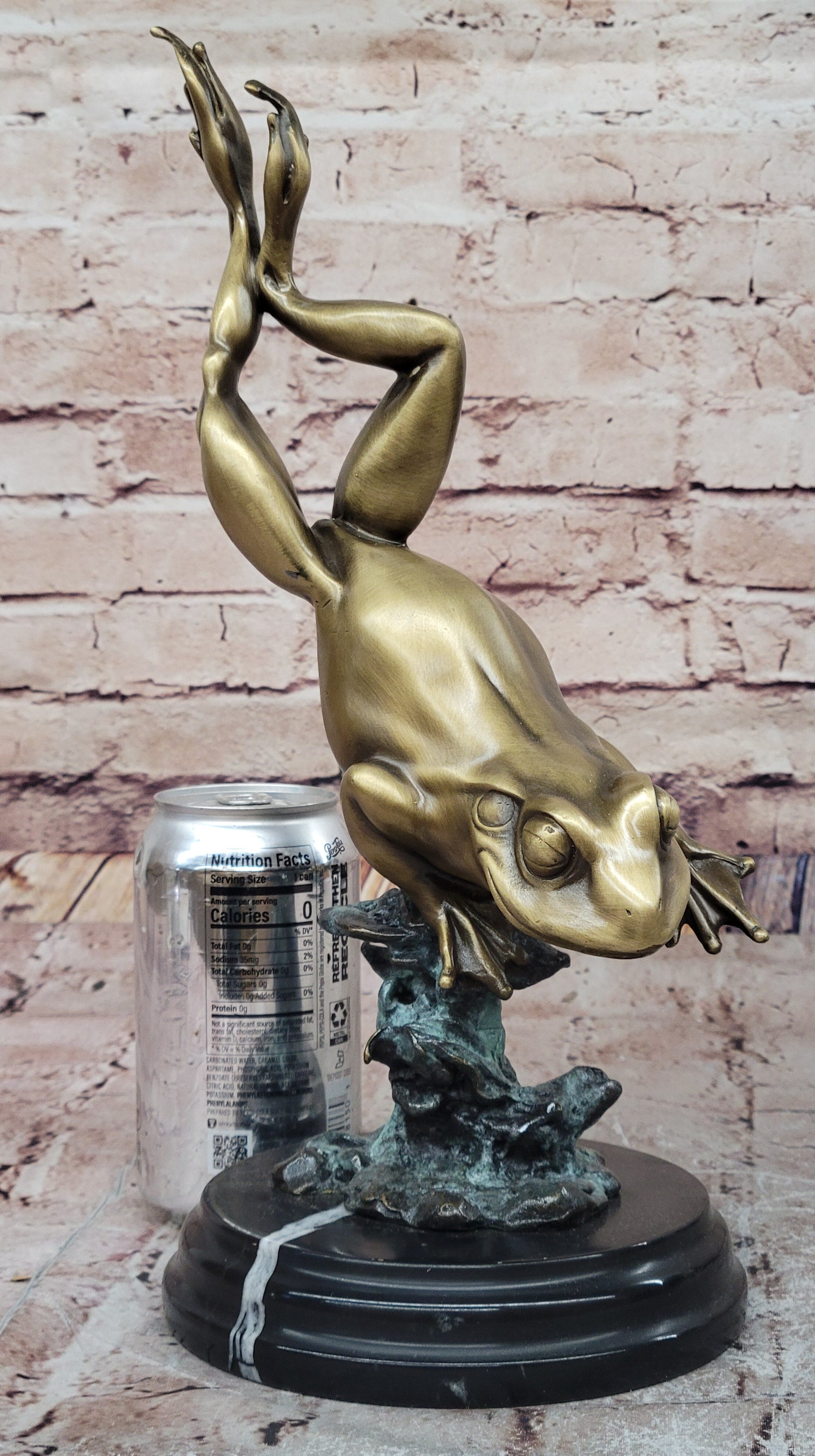 Hot Cast Bronze Leaping Frog w/ Gold Patina - Milo