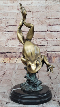 Hot Cast Bronze Leaping Frog w/ Gold Patina - Milo