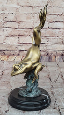 Hot Cast Bronze Leaping Frog w/ Gold Patina - Milo