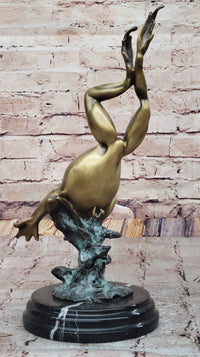 Hot Cast Bronze Leaping Frog w/ Gold Patina - Milo