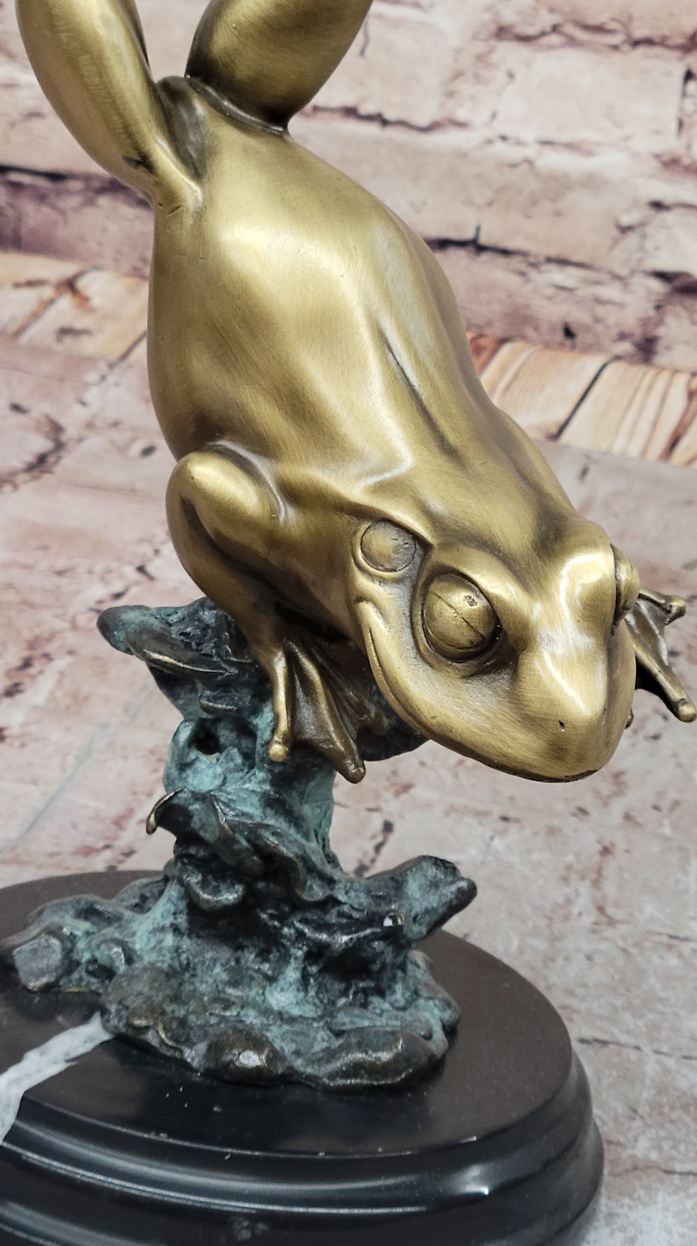 Hot Cast Bronze Leaping Frog w/ Gold Patina - Milo