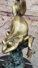 Hot Cast Bronze Leaping Frog w/ Gold Patina - Milo