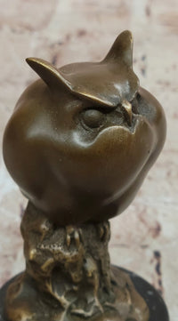 Signed Original Milo Bronze Sculpture of Wise Owl, Symbol of Wisdom Artwork
