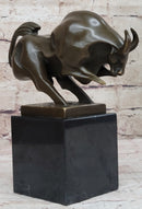 Abstract Modern Art Charging Bull Signed Bronze 8" x 7"