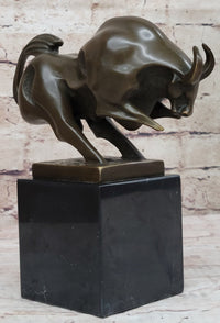 Abstract Modern Art Charging Bull Signed Bronze 8" x 7"