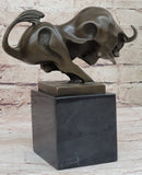 Abstract Modern Art Charging Bull Signed Bronze 8" x 7"
