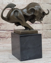 Abstract Modern Art Charging Bull Signed Bronze 8" x 7"