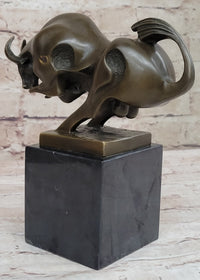 Abstract Modern Art Charging Bull Signed Bronze 8" x 7"