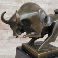 Abstract Modern Art Charging Bull Signed Bronze 8" x 7"