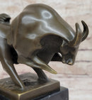 Abstract Modern Art Charging Bull Signed Bronze 8" x 7"