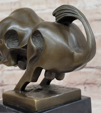 Abstract Modern Art Charging Bull Signed Bronze 8" x 7"