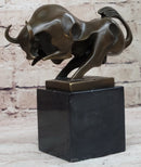 Abstract Modern Art Charging Bull Signed Bronze 8" x 7"