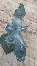 American Bald Eagle Wings Spread Green Bronze Sculpture on Marble