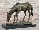 Standing Horse Statue Bronze Animal Sculpture with Marble Base Large Decor
