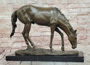 Standing Horse Statue Bronze Animal Sculpture with Marble Base Large Decor
