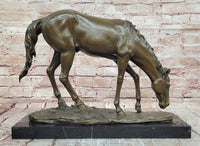 Standing Horse Statue Bronze Animal Sculpture with Marble Base Large Decor