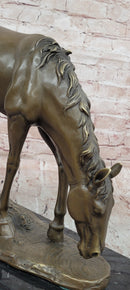 Standing Horse Statue Bronze Animal Sculpture with Marble Base Large Decor