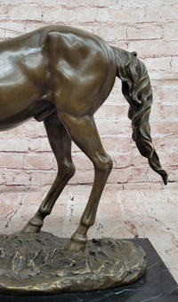 Standing Horse Statue Bronze Animal Sculpture with Marble Base Large Decor