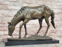 Standing Horse Statue Bronze Animal Sculpture with Marble Base Large Decor
