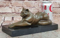 Signed Milo Modernist Cat Bronze Sculpture Cubist Design