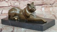 Signed Milo Modernist Cat Bronze Sculpture Cubist Design
