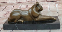 Signed Milo Modernist Cat Bronze Sculpture Cubist Design