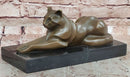 Signed Milo Modernist Cat Bronze Sculpture Cubist Design