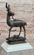 Collectible Figurines Bronze Deer Statues and Sculptures with Marble Base Animal